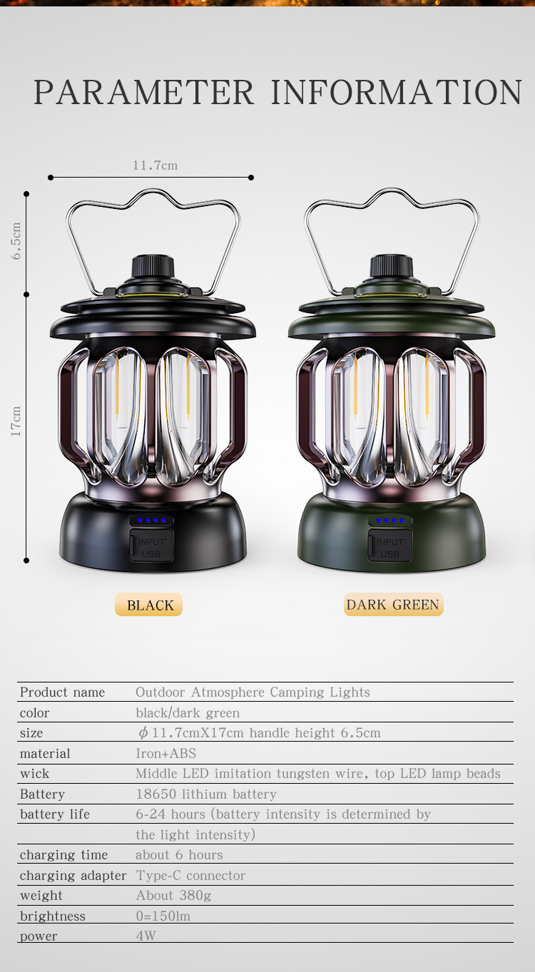 Cheap Goat Tents Portable Retro Outdoor Camping Light Rechargeable 18650 Battery Powered Lamp for Home Party Hanging Tent Lantern Lant Lighting   